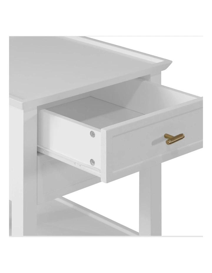 Amber Hamptons 2 Draw White Bedside Table w/Brass Handle 50cm image 6