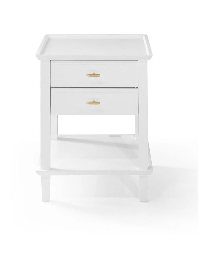 Amber Hamptons 2 Draw White Bedside Table w/Brass Handle 50cm image 7