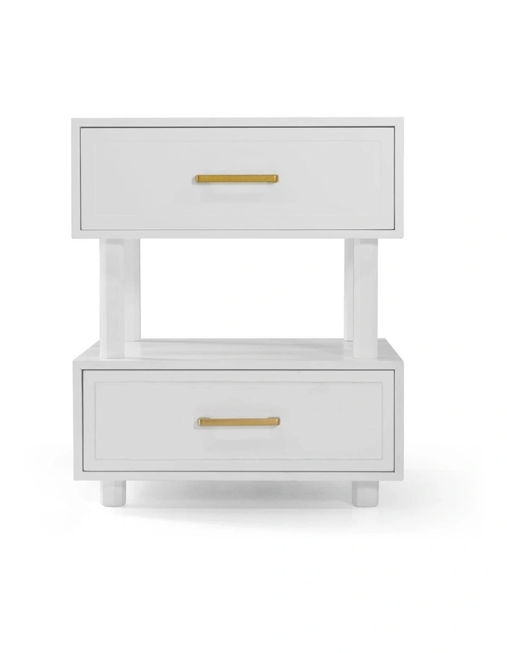 Nikita Double Draw Brass Handle Bedside Table 55cm image 4