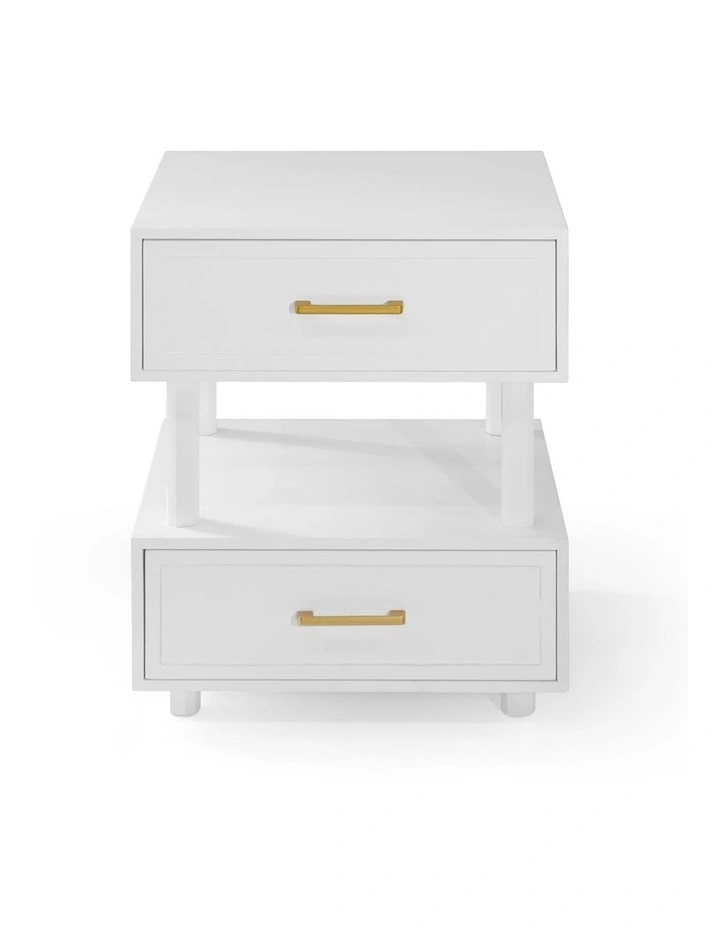 Nikita Double Draw Brass Handle Bedside Table 55cm image 5