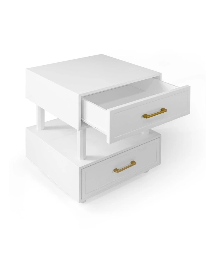 Nikita Double Draw Brass Handle Bedside Table 55cm image 6