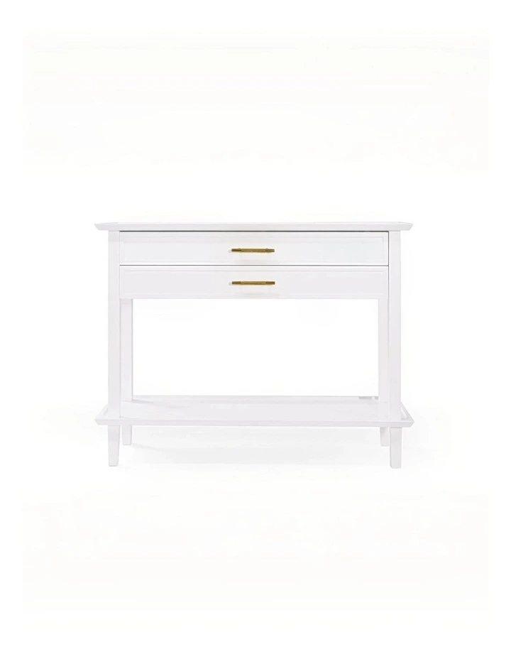 Amber Hamptons 2 Draw White Console w/Brass Handle 120 cm image 2