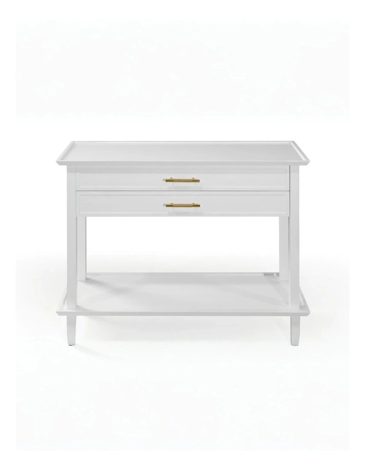 Amber Hamptons 2 Draw White Console w/Brass Handle 120 cm image 3