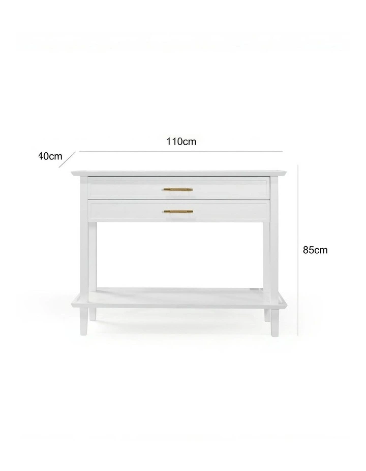 Amber Hamptons 2 Draw White Console w/Brass Handle 120 cm image 6