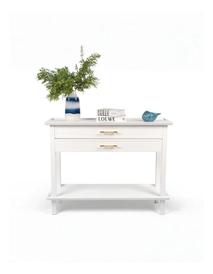 Amber Hamptons 2 Draw White Console w/Brass Handle 120 cm image 7