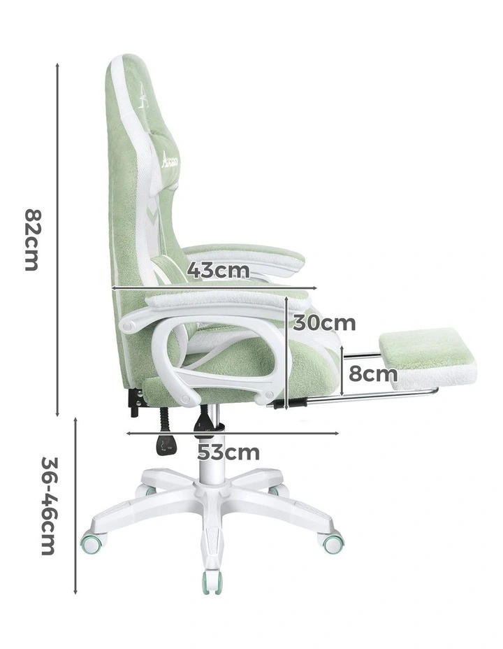 LED Gaming Chair Office Massage Sherpa Fleece Green image 7