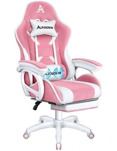 Gaming Office Chair Racing Massage Computer Seat Sherpa Fleece Dark Pink