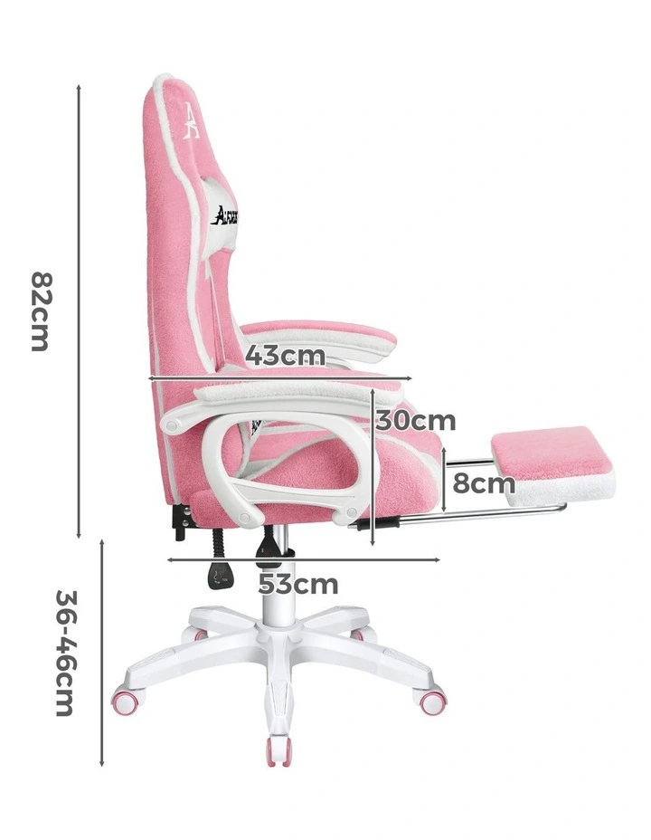 Gaming Office Chair Racing Massage Computer Seat Sherpa Fleece Dark Pink image 7