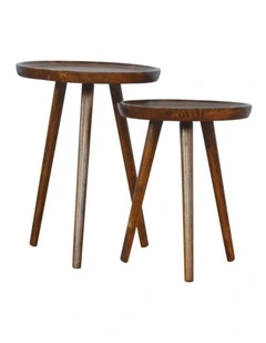 Artisan Furniture Solid Wood Chestnut Tray Nesting Stools, Brown
