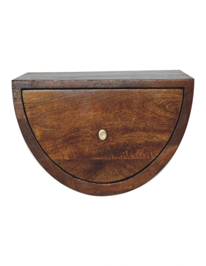 Artisan Furniture Solid Wood Chestnut Crescent Floating Bedside, 1 Drawer, Brown image 1