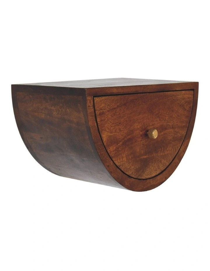 Artisan Furniture Solid Wood Chestnut Crescent Floating Bedside, 1 Drawer, Brown image 3