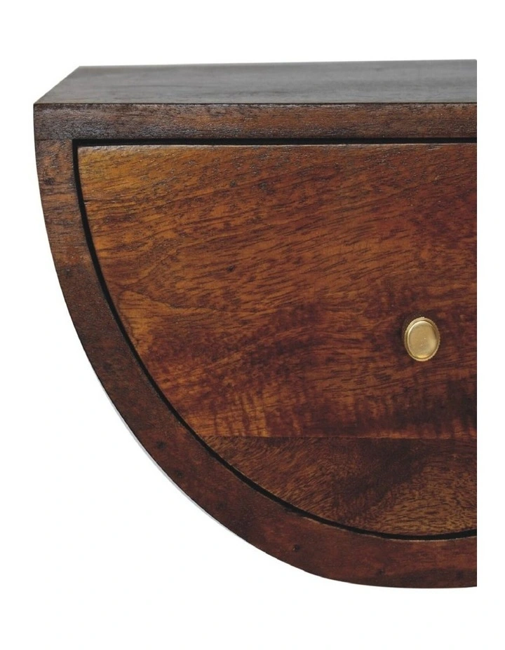 Artisan Furniture Solid Wood Chestnut Crescent Floating Bedside, 1 Drawer, Brown image 4