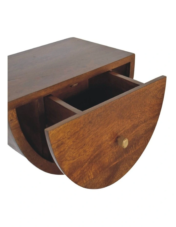 Artisan Furniture Solid Wood Chestnut Crescent Floating Bedside, 1 Drawer, Brown image 5