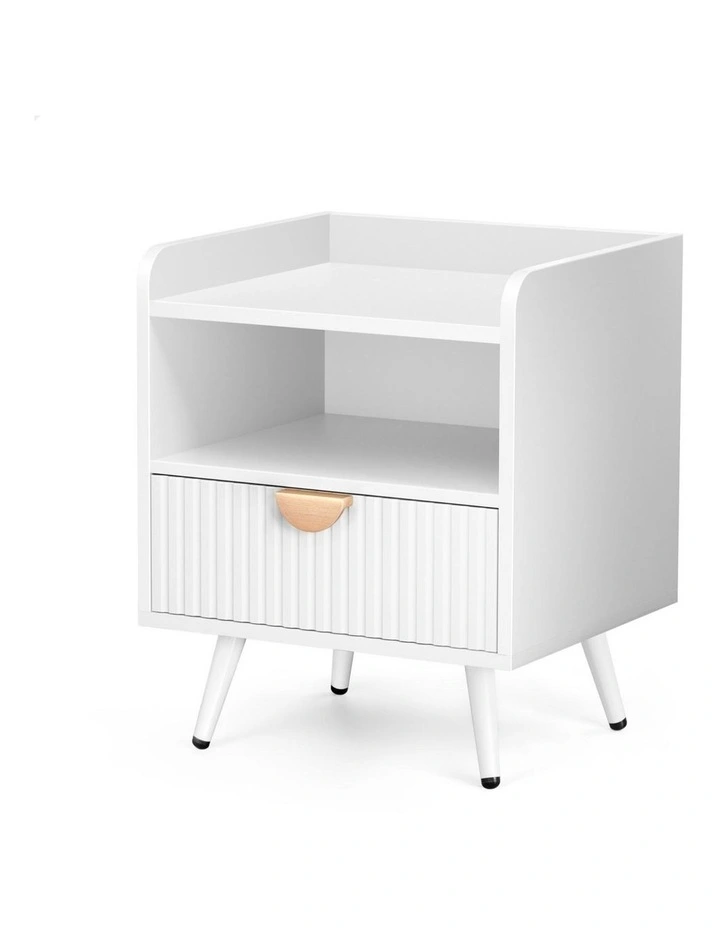 Bedside Table with Drawer White image 1