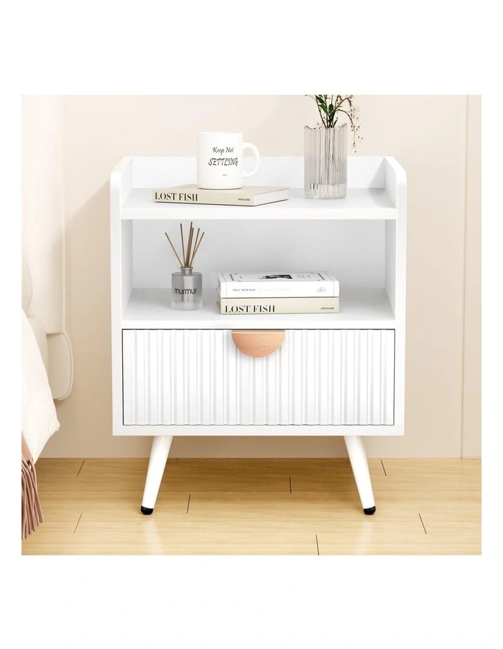 Bedside Table with Drawer White image 2