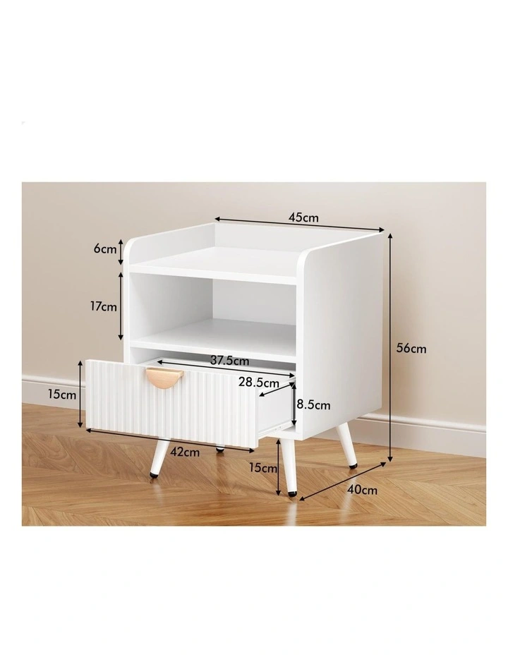 Bedside Table with Drawer White image 3