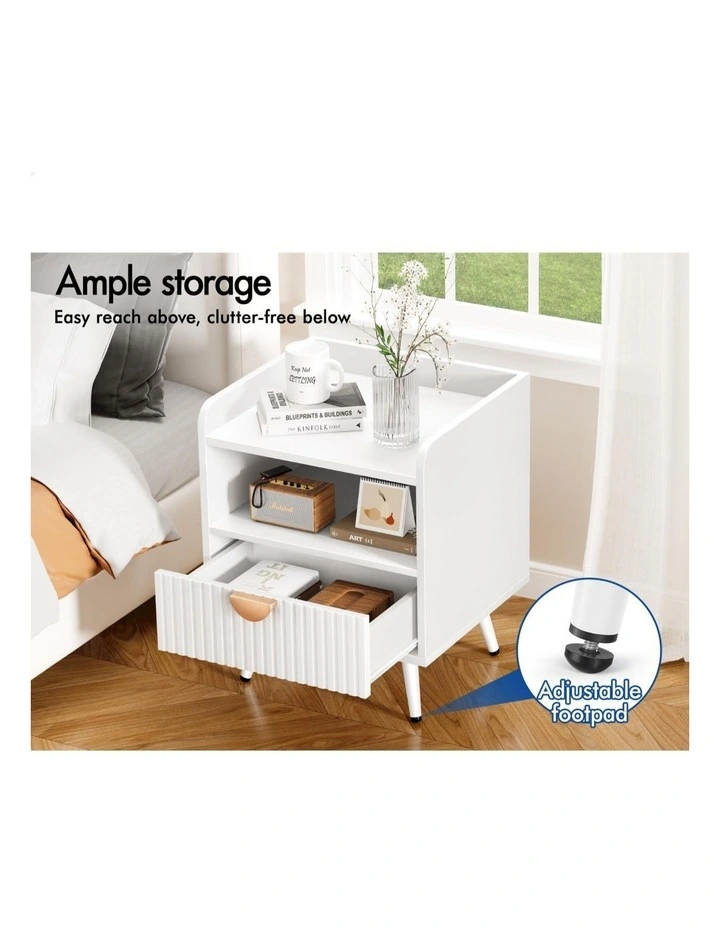 Bedside Table with Drawer White image 5