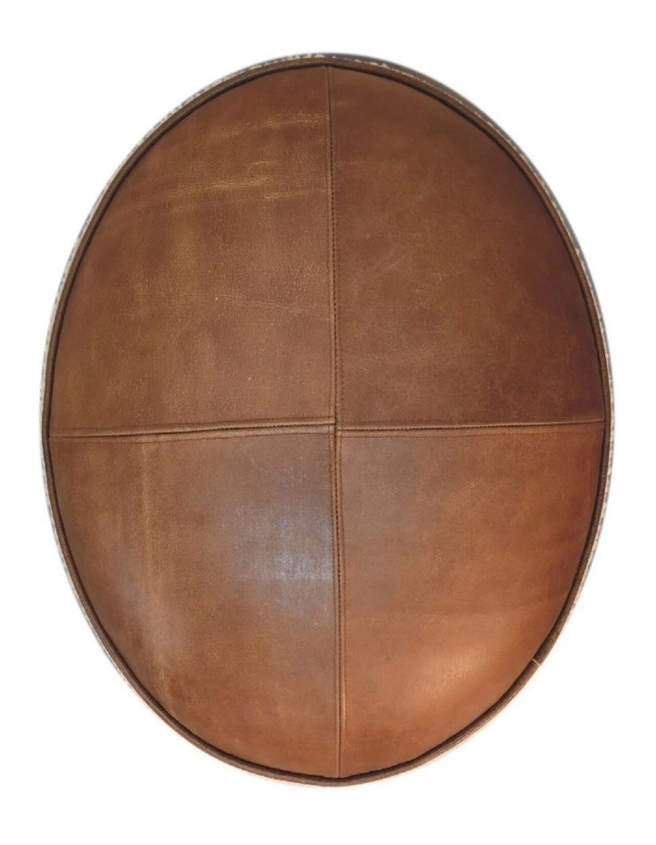 Artisan Furniture Solid Wood Cream Boucle Buffalo Footstool, Upholstered, Brown & Cream image 6