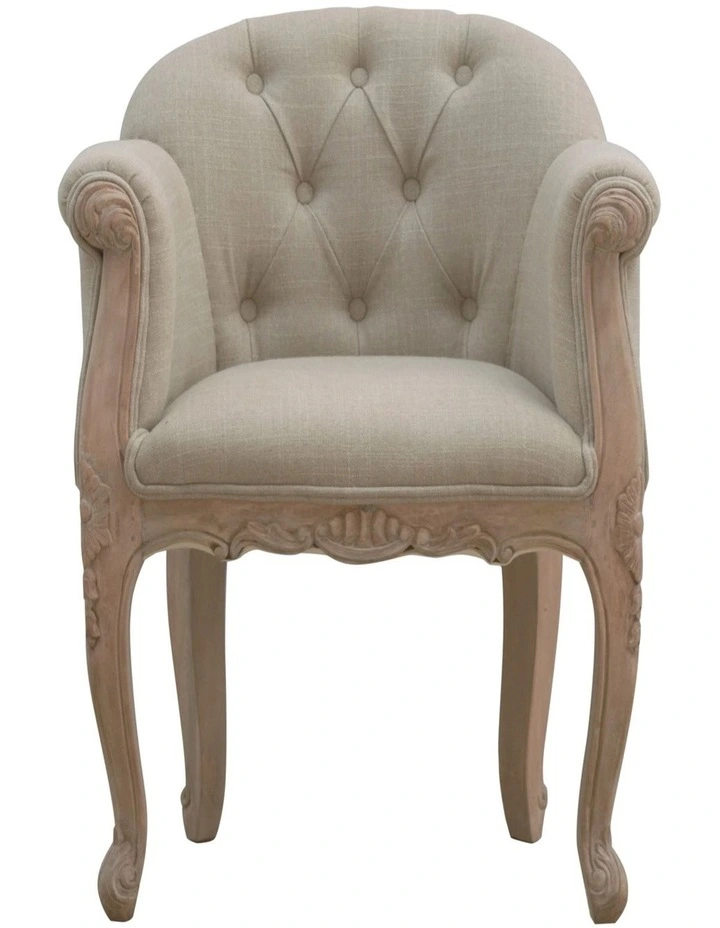 Artisan Furniture Solid Wood French Style Deep Button Chair, Grey image 1