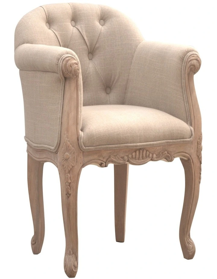 Artisan Furniture Solid Wood French Style Deep Button Chair, Grey image 3
