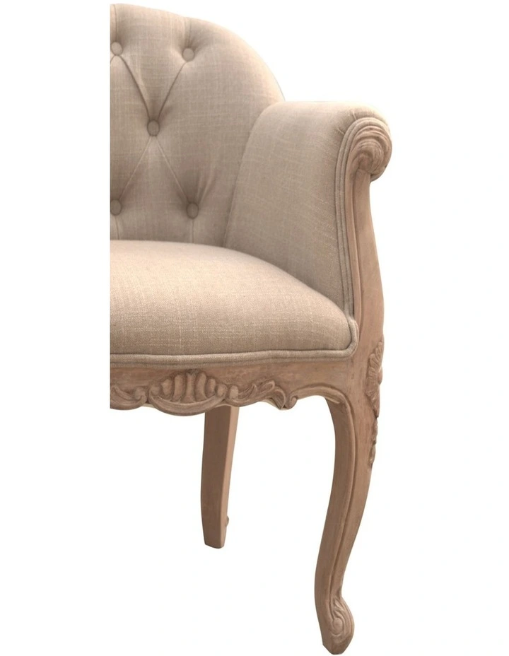 Artisan Furniture Solid Wood French Style Deep Button Chair, Grey image 4