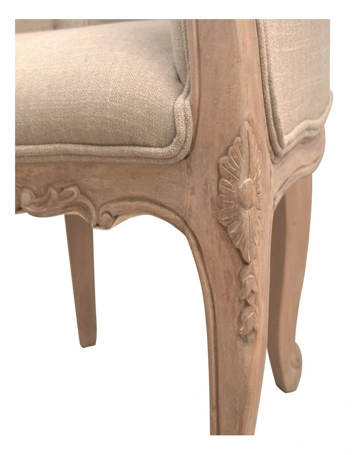 Artisan Furniture Solid Wood French Style Deep Button Chair, Grey image 5