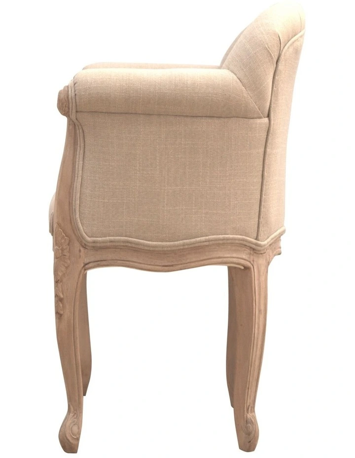 Artisan Furniture Solid Wood French Style Deep Button Chair, Grey image 6