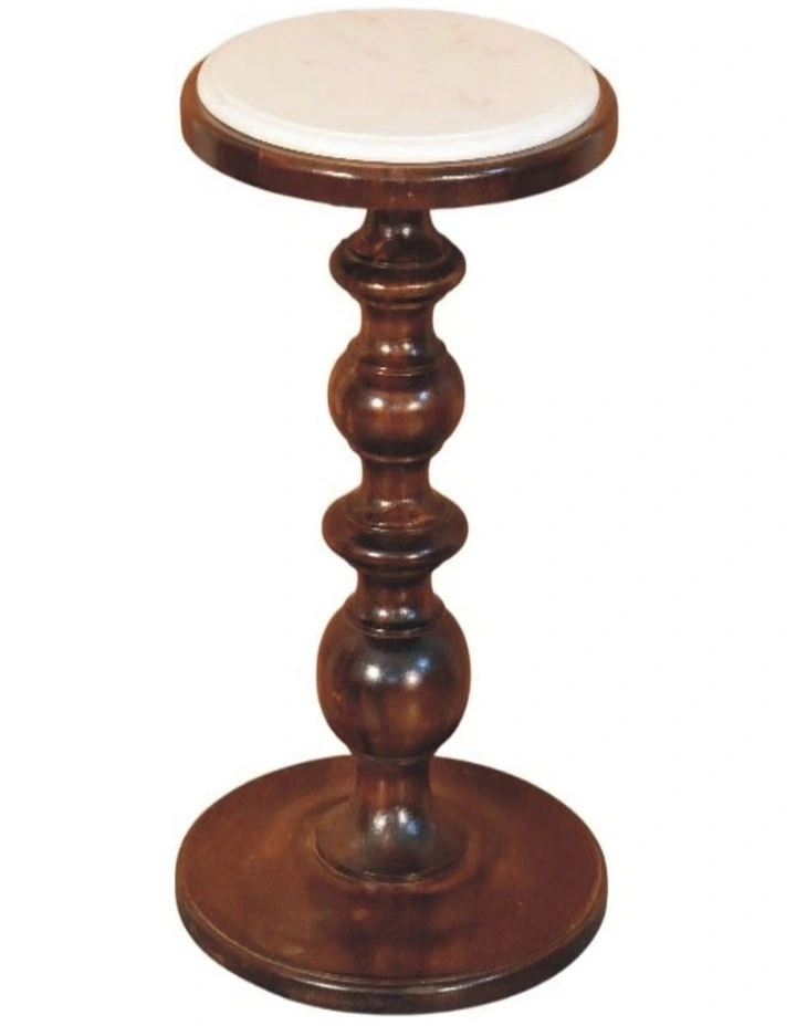 Artisan Furniture Solid Wood Bellmont Marble-Top Side Table, Brown & White image 3