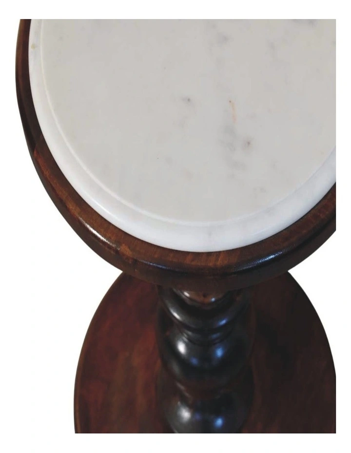 Artisan Furniture Solid Wood Bellmont Marble-Top Side Table, Brown & White image 4