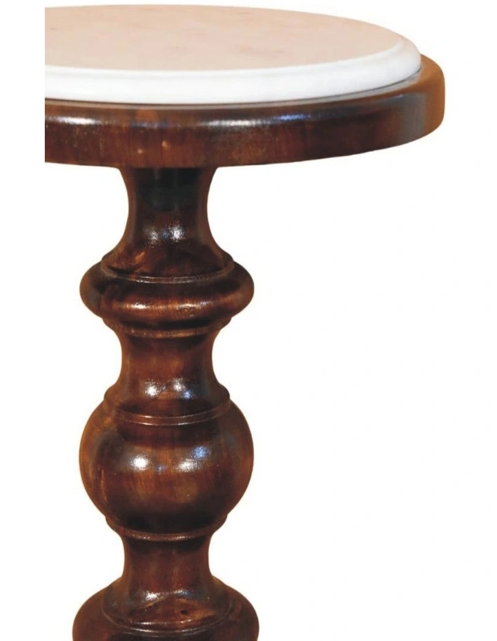 Artisan Furniture Solid Wood Bellmont Marble-Top Side Table, Brown & White image 5
