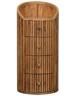 Artisan Furniture Solid Wood Soba Bedside, 4 Drawers & 1 Shelf, Brown