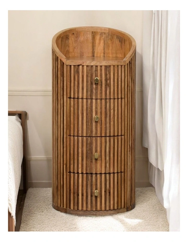 Artisan Furniture Solid Wood Soba Bedside, 4 Drawers & 1 Shelf, Brown image 2