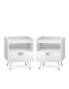 2x Bedside Table with Drawer White