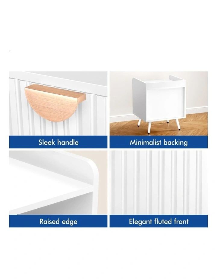 2x Bedside Table with Drawer White image 7