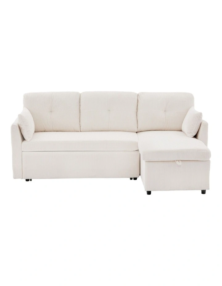 3 Seater Sectional Sleeper Sofa with Pull Out Bed, Convertible Corduroy Cloud Sofa Bed with Storage image 5