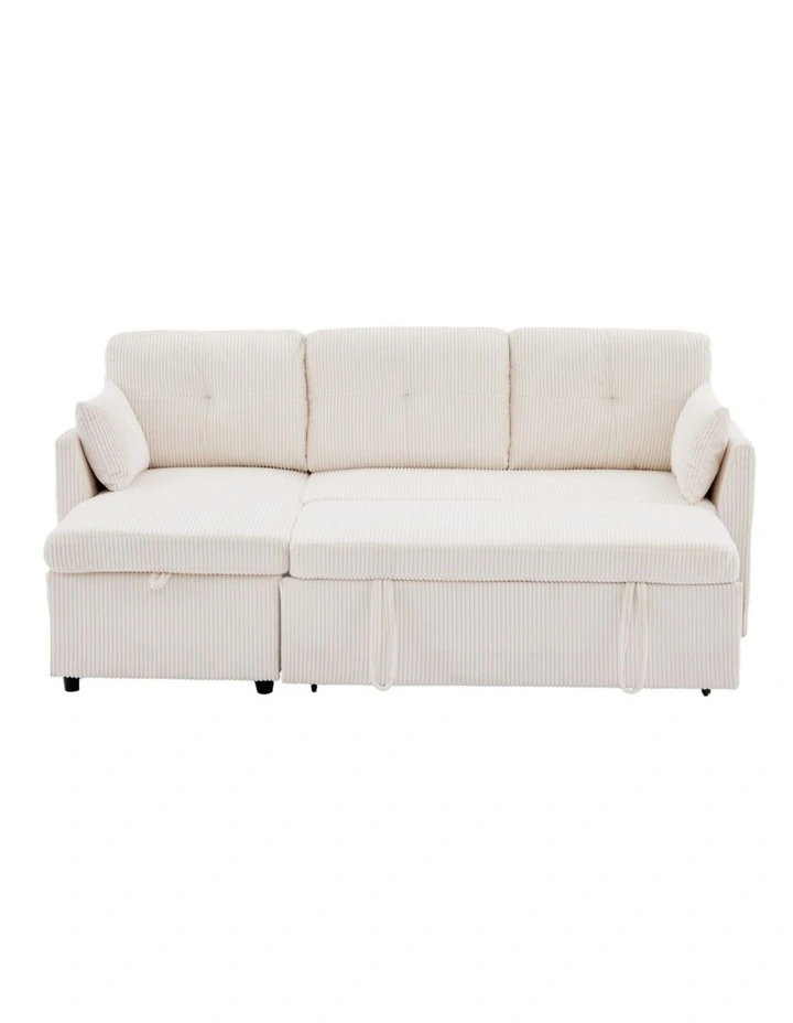 3 Seater Sectional Sleeper Sofa with Pull Out Bed, Convertible Corduroy Cloud Sofa Bed with Storage image 6