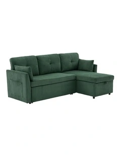 3 Seater Sectional Sleeper Sofa with Pull Out Bed, Convertible Corduroy Cloud Sofa Bed with Storage
