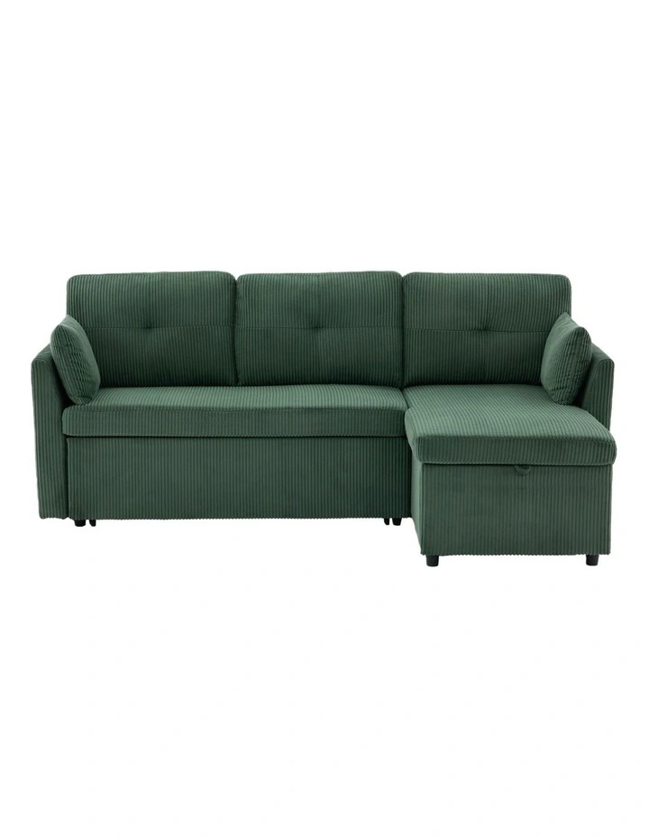 3 Seater Sectional Sleeper Sofa with Pull Out Bed, Convertible Corduroy Cloud Sofa Bed with Storage image 5