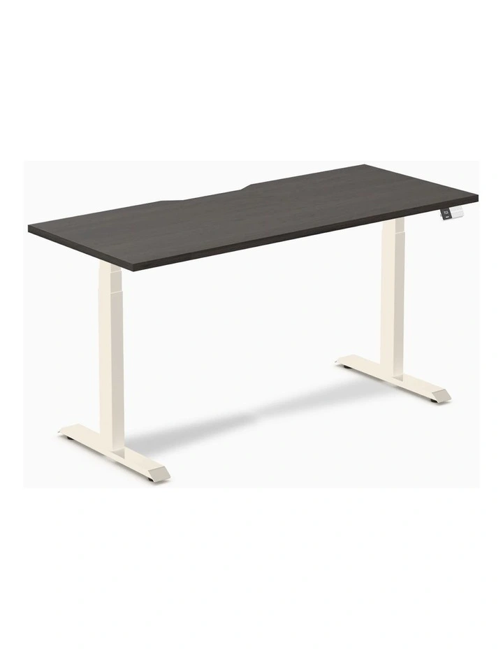 Desky Dual Scalloped Melamine Sit Stand Desk image 1