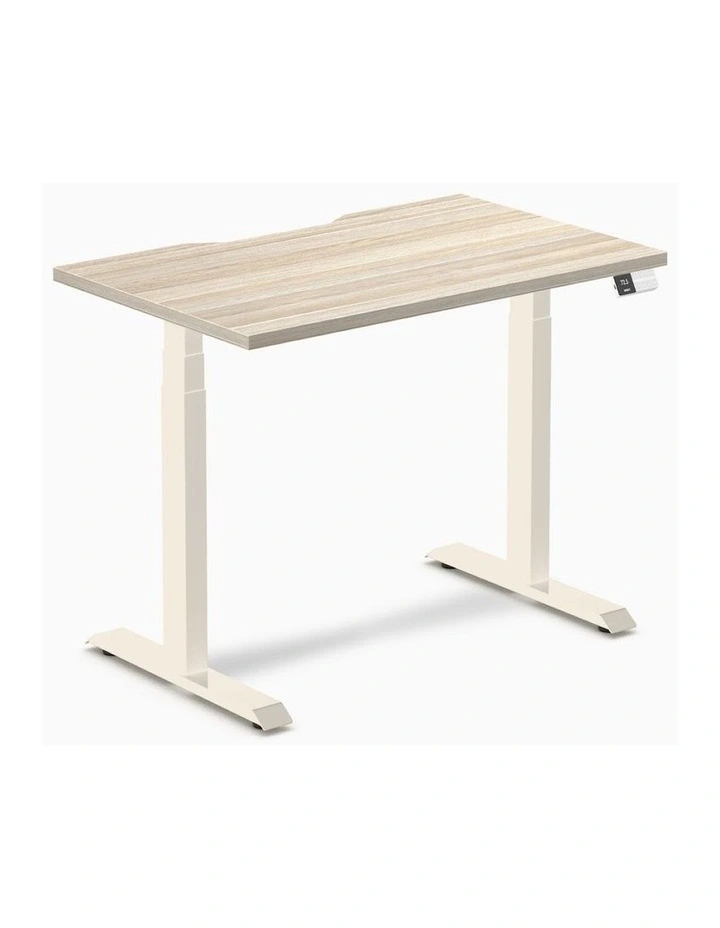 Desky Dual Scalloped Melamine Sit Stand Desk image 1