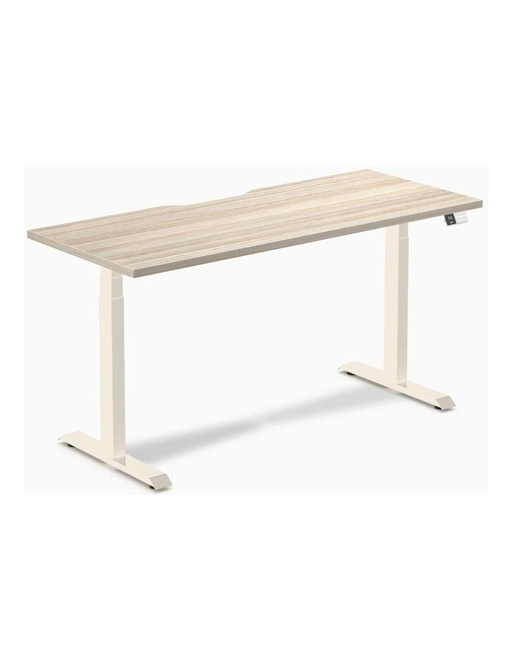 Desky Dual Scalloped Melamine Sit Stand Desk image 1