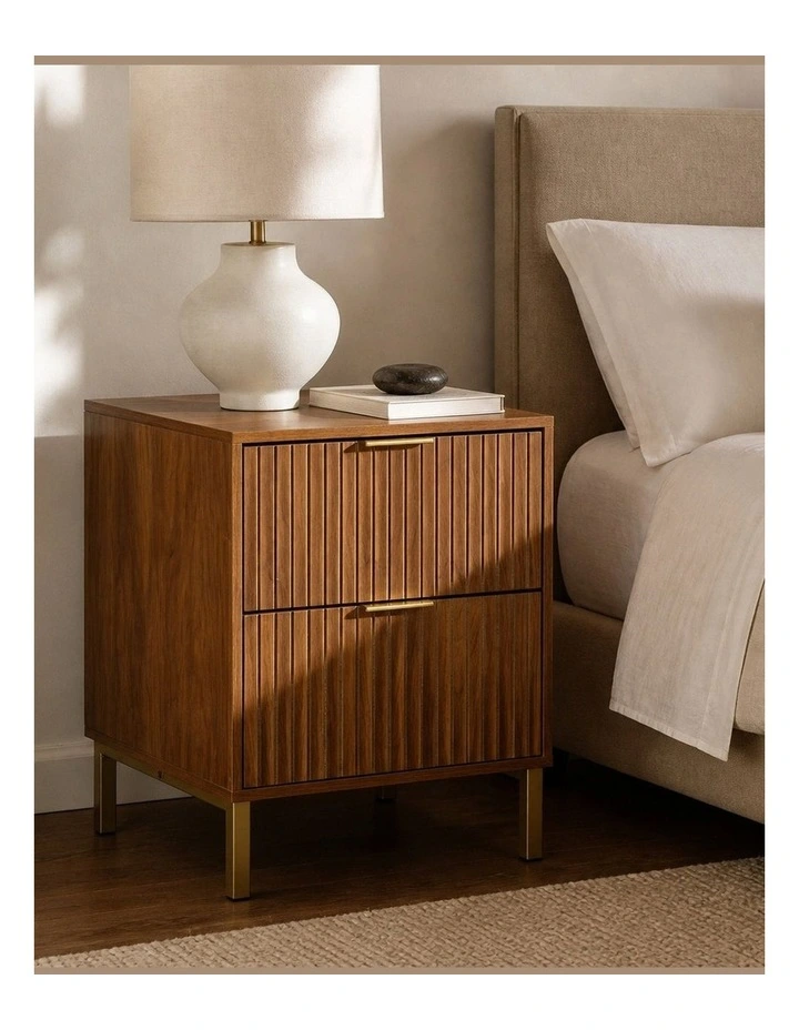 Jonas 2-Drawer Bedside Table Walnut image 2