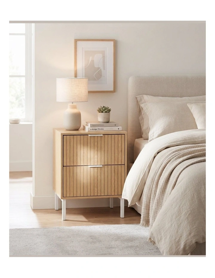Jonas 2-Drawer Bedside Table Natural image 2