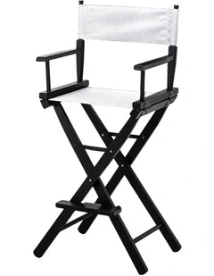 Sarantino White Tall Directors Chair Beech Wood Frame with Canvas Seat