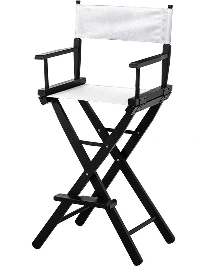 Sarantino White Tall Directors Chair Beech Wood Frame with Canvas Seat image 1