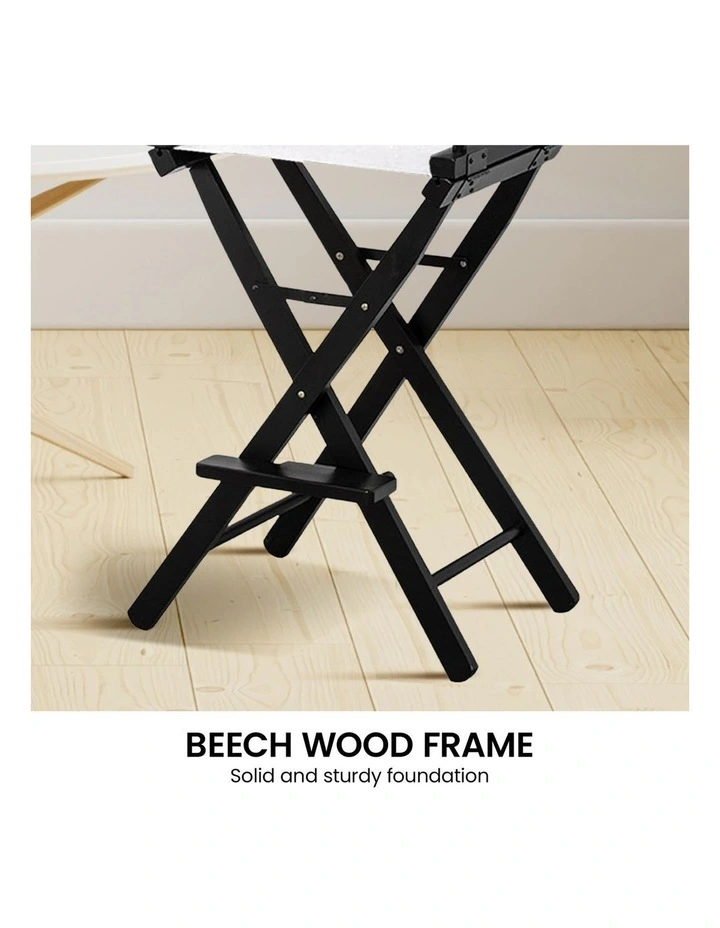 Sarantino White Tall Directors Chair Beech Wood Frame with Canvas Seat image 5