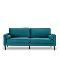 Sarantino Faux Velvet Sofa Bed Couch Furniture Lounge Suite Seat Blue