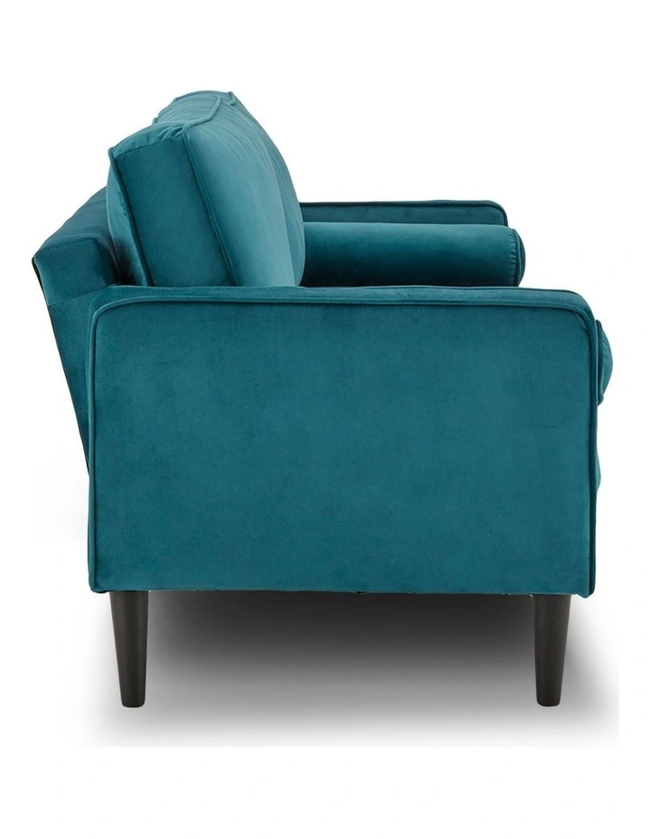 Sarantino Faux Velvet Sofa Bed Couch Furniture Lounge Suite Seat Blue image 3