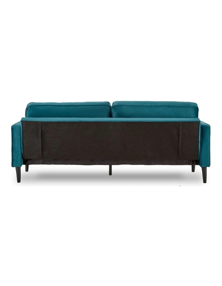 Sarantino Faux Velvet Sofa Bed Couch Furniture Lounge Suite Seat Blue image 4