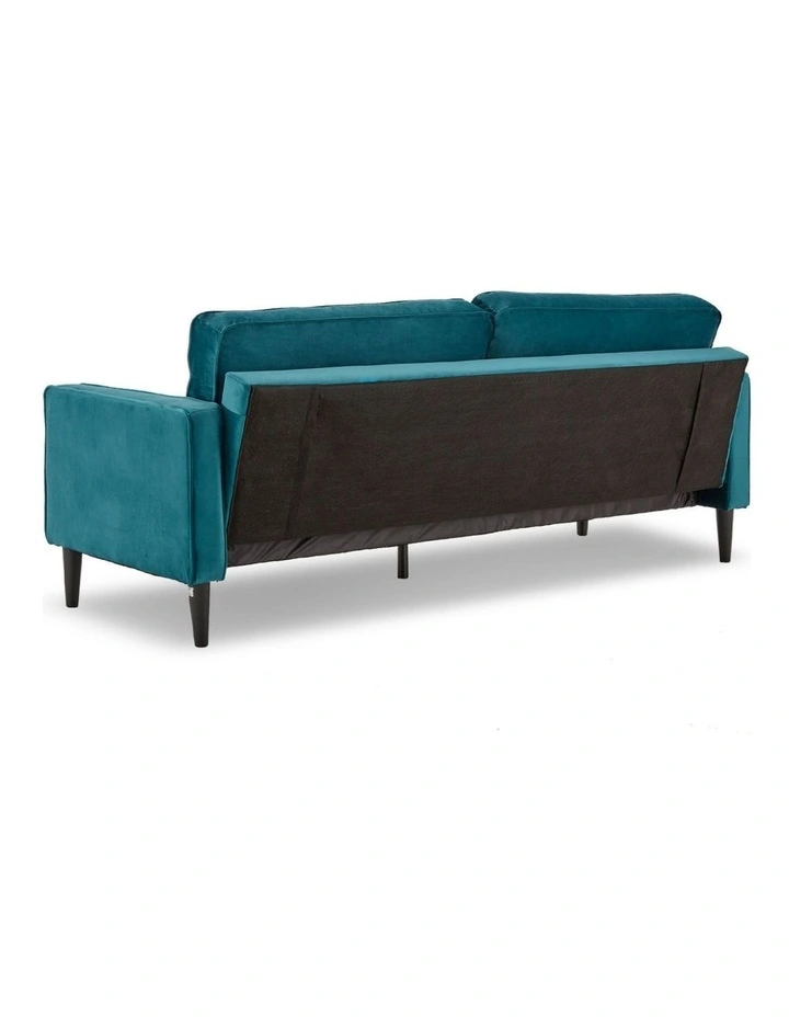 Sarantino Faux Velvet Sofa Bed Couch Furniture Lounge Suite Seat Blue image 5